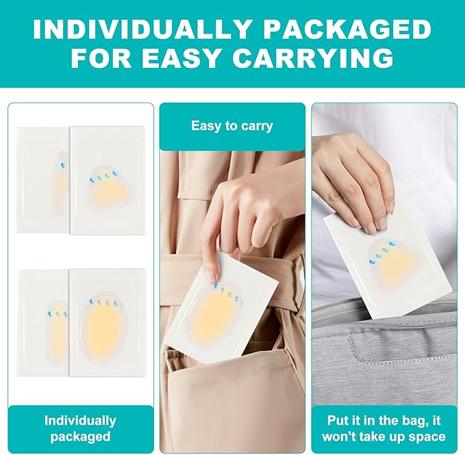 32PCS Hydrocolloid Blister Bandages for Feet – Waterproof Hydrocolloid Bandages, Gel Blister Pads for Heel & Toe, Blister Cushions for Prevention & Faster Recovery (Heel Pack)