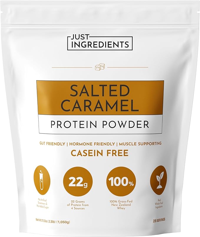 Salted Caramel Protein Powder – 30-Serving Blend with 100% Grass-Fed Whey & Organic Plant Proteins – Flavored with Real Ingredients – Supports Muscle Recovery & Energy
