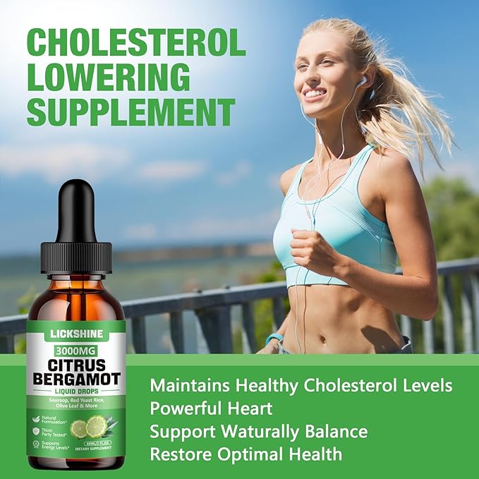 1 Pack 3000mg Citrus Bergamot Liquid Drops - High Absorption - Cholesterol Lowering Supplement for Immune Support Healthy Anti-Aging, Hight Cholesterol - Soursop Bitters Liquid, 2 Fl Oz
