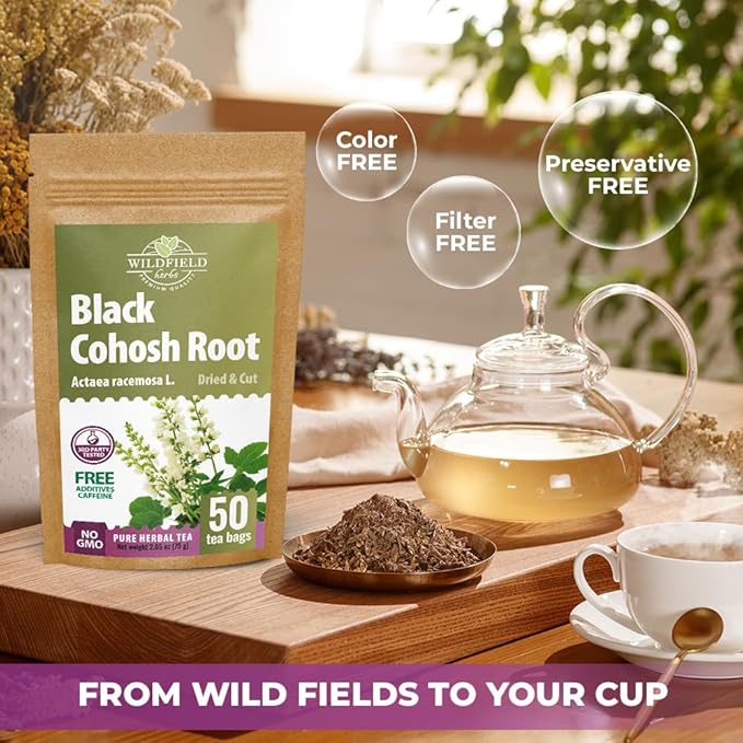 50 bags Black Cohosh Tea Black Cohosh Root Herbal Tea (Actaea racemosa) - 50 Count 2 g Tea Bags Herb Tea Cohosh