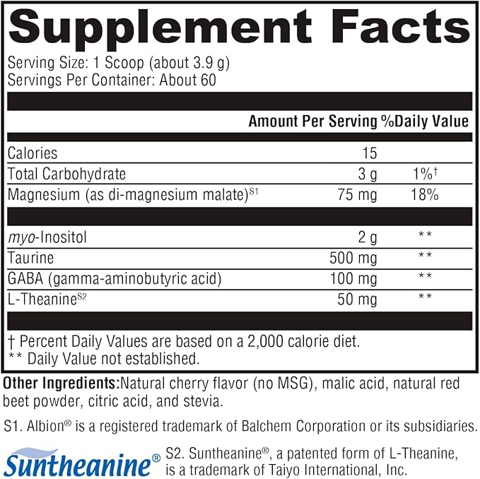 XYMOGEN RelaxMax Drink Mix - Promotes Relaxation, Stress Resiliency + Hormone Support - Magnesium Powder with Myo-Inositol, GABA, L-Theanine - Cherry Flavor Mood Support Supplement (8.25 oz)