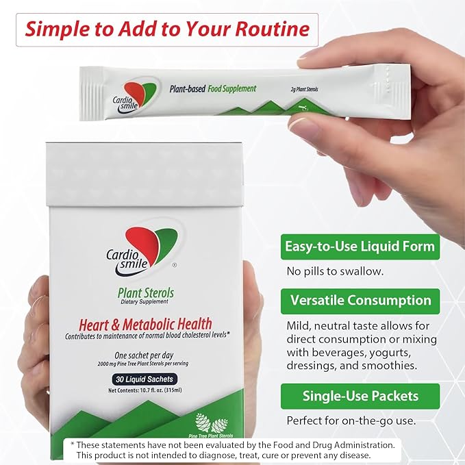 2000mg Plant Sterols Supports Healthy Cholesterol Levels with 1400mg beta-Sitosterol for Heart & Metabolic Health Support, 30 Day Supply in Single Use Liquid Packets