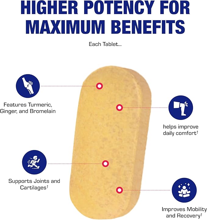 Pro ENZ Joint Support Supplement - Clinical Formula Turmeric Boswellia Supplement for Joint & Cartilage Mobility and Comfort Support Plus Eicosanoid Management with Proteolytic Enzymes (120 Servings)