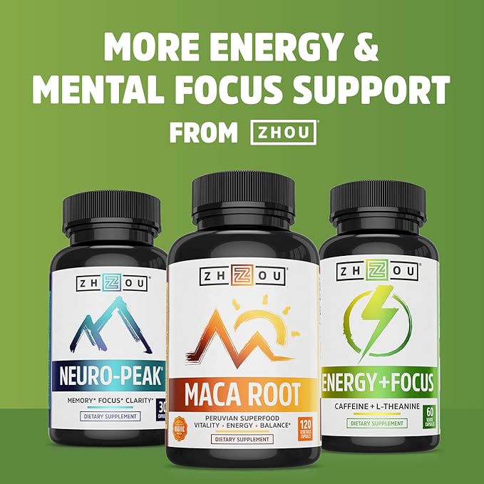 Zhou Nutrition Green Tea Extract Supplement - Green Tea & ECGC for Women & Men, Clean Caffeine Energy, Antioxidant Support, 500mg Per Serving - 120 Vegan Friendly Capsules