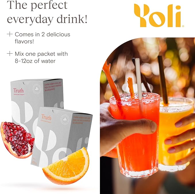 Yoli® Truth Antioxidant and Immune Support Supplement with Vitamin C, Botanicals, Superfruits, and Minerals - Citrus, 30 Packets