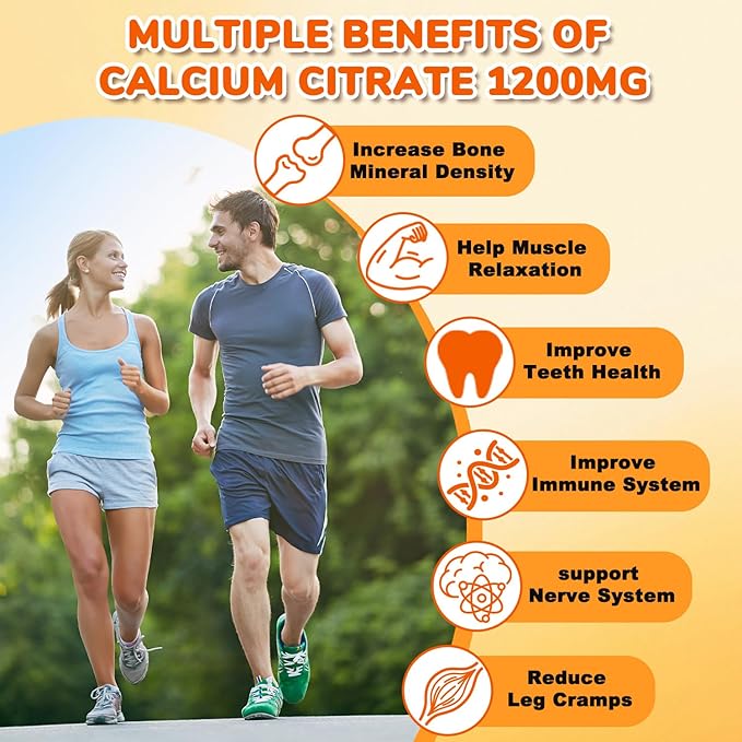 (2 Pack) Calcium Citrate Gummies,Calcium 1200 mg with Vitamin D3 and K2 for Women & Men.Supports Bone Muscle & Teeth - Natural Orange Flavor,120 Gummies- 60 Day Vegan Supply