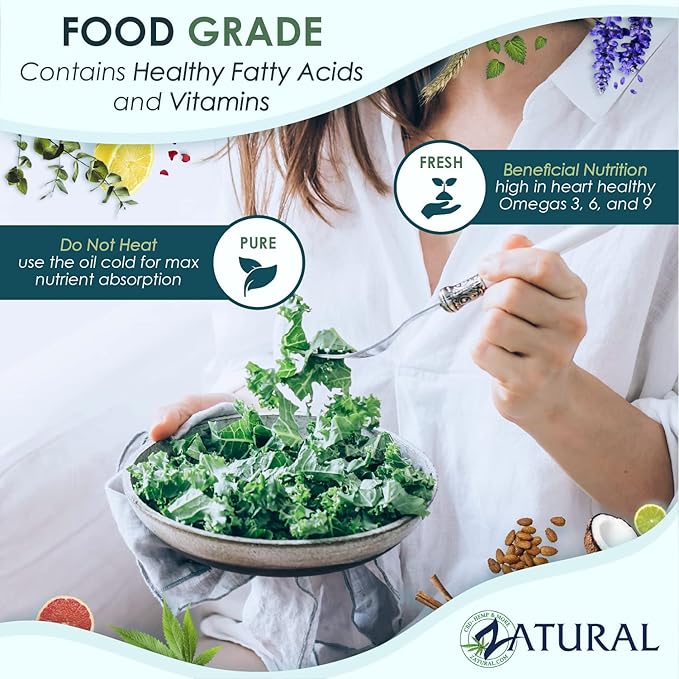 Zatural Flaxseed Oil Organically Grown 100% Pure Cold Pressed Omega Rich Fatty Acids 32oz