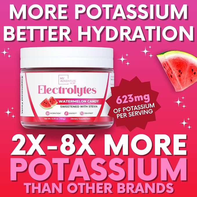 Zero Sugar - Watermelon Candy Electrolytes Powder - Refreshing Hydration - Caffeine Free Energy with All Natural Ingredients - Vegan, Keto and Paleo - Sugar Free Electrolytes Drink Mix - 30 Servings