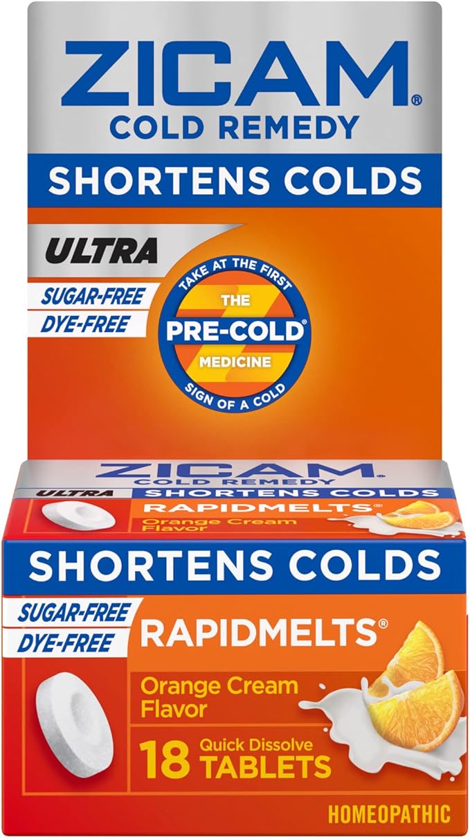Zicam Cold Remedy Zinc Rapidmelts | Orange Cream Flavor | Shortens Cold Duration | Sugar-Free | Homeopathic