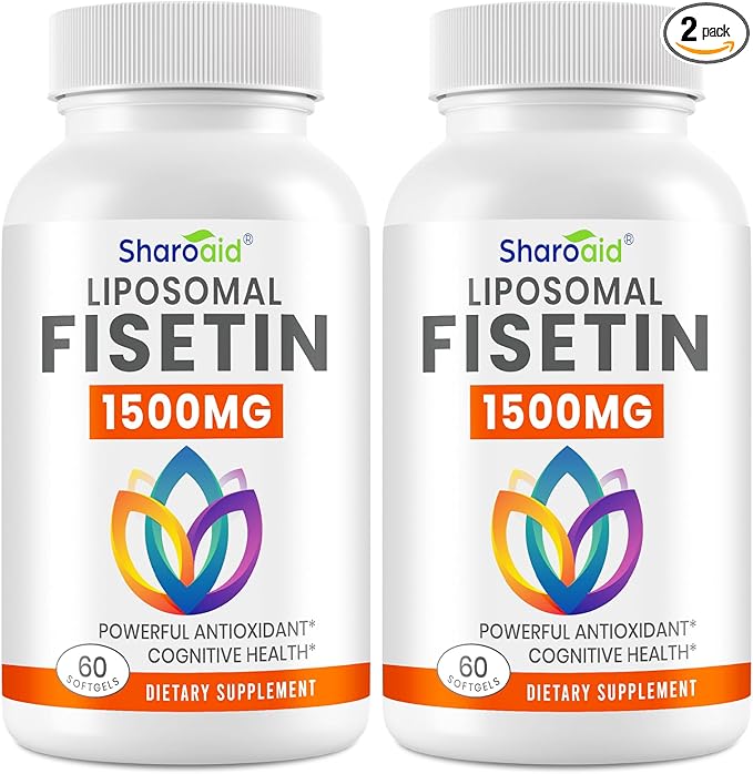 1500mg Fisetin Supplements - Powerful Absorption with Liposomal Delivery,98% Pure Fisetin,Polyphenol Antioxidant for Healthy Aging,Non-GMO - 2 Bottles, 120 Softgels for Adults