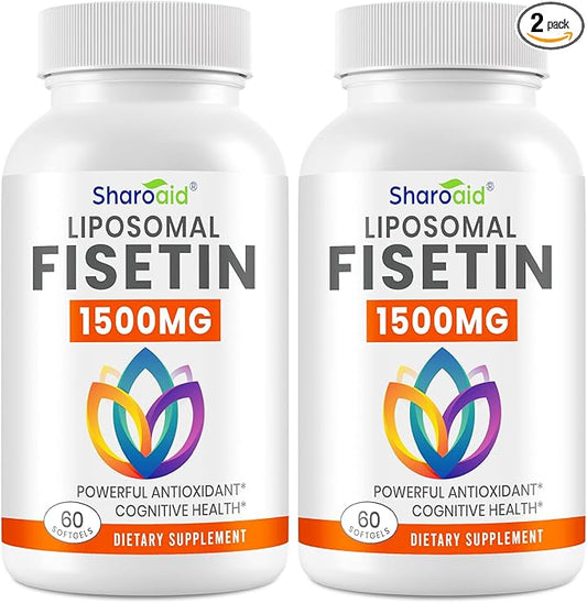 1500mg Fisetin Supplements - Powerful Absorption with Liposomal Delivery,98% Pure Fisetin,Polyphenol Antioxidant for Healthy Aging,Non-GMO - 2 Bottles, 120 Softgels for Adults