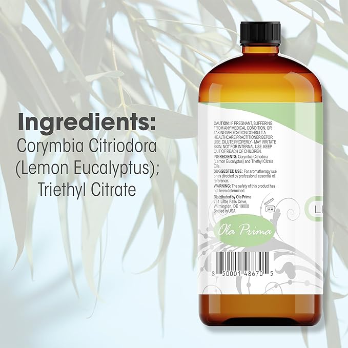 Ola Prima Lemon Eucalyptus Essential Oil - Therapeutic Grade Aromatherapy Oil for Diffuser, Cleaning (16oz Bulk)