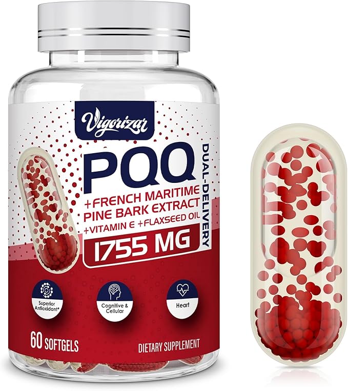 200 mg Pycnogeno with PQQ, Premium French Maritime Pine Bark Extract, Unique Dual-Delivery for Maximum Absorption, Pine Bark Extract for Vascular & Heart & Joint Function - 60 Vegan Softgels