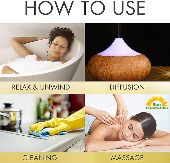 Sun Essential Oils - Lemongrass Essential Oil 4 oz with Dropper for Diffuser, Hair & Skincare, Aromatherapy Massage, Humidifier, Candle, Soap & Lotion Making at Home