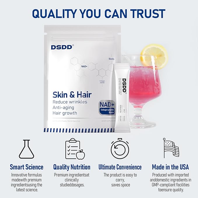 Biotin Supplement for Supports Thicker, Fuller Hair, Skin & Nails, Hair Growth Vitamins for Women and Men with 1000mg Biotin, 1000mg NAD, Collagen, Sodium Non-GMO, 40 Servings