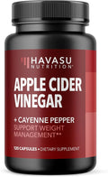 Apple Cider Vinegar Capsules with Cayenne Pepper for Digestive Health Support - 500mg ACV and 20mg Capsicum Annuum - Easy-to-Take, Unflavored Pills - 120 Count - Vegan, Non-GMO - 4 Month Supply