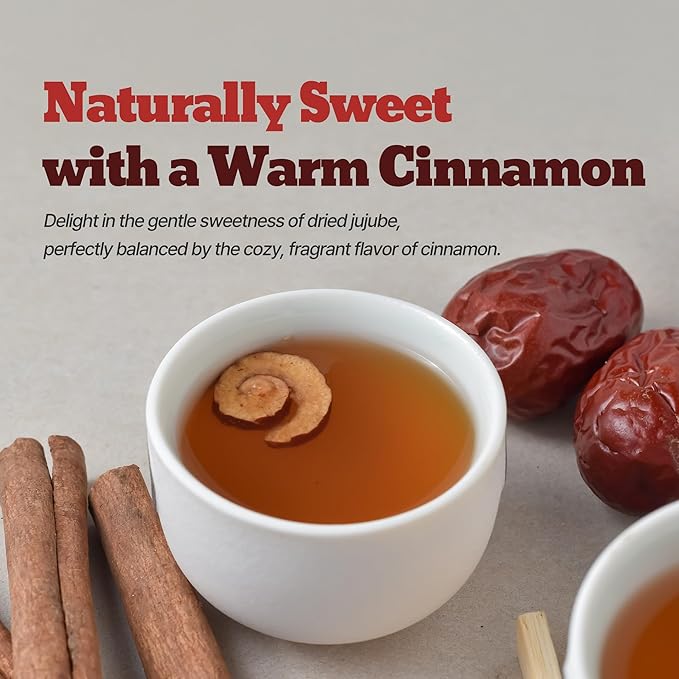 [Nokchawon]Jujube Cinnamon Herbal Tea – Caffeine-Free Korean Tea with Sweet & Spicy Notes, 10 Tea Bags, 0.71 Oz