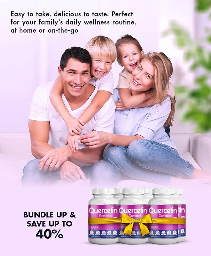 (3 Pack) Quercetin Gummies by BioVitalica - Quercetin with Bromelain Vitamin C and Zinc & Elderberry + Vitamin D3-5 in 1 Immune Support - Zinc Quercetin 750 mg for Kids and Adults