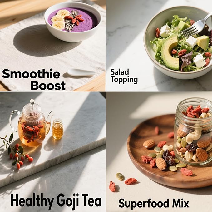 DABC OAK LAND Goji Berries, 2 LB Wolfberry Premium Large Berry Form 5A Wolfberry 100% Natural Sun-Dried Whole Fruit, S Great Flavor for Soup Drinks, Snacks, Beverages 2x 1LB/Bag XXXL