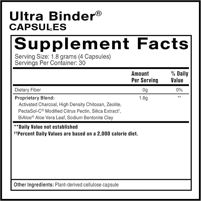 Quicksilver Scientific Ultra Binder - Multi Toxin Binder with Bentonite Clay Powder, Zeolite Detox & Charcoal - Supplement for Gut Support & The Body's Toxin Removal Process (120 Capsules)