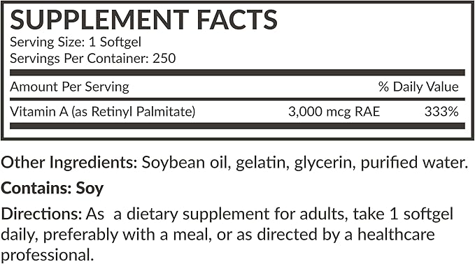 Futurebiotics Vitamin A 10,000 IU Premium Non-GMO Formula Supports Healthy Vision & Immune System and Healthy Growth & Reproduction, 250 Softgels