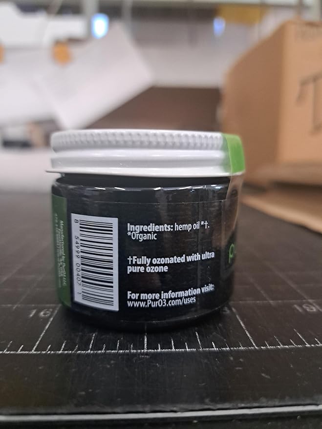 PurO3 Fully Ozonated Hemp Oil - Pure, Natural, Skin Care for Face & Body from Ozonated, Oxygenated Hemp Oil - Glass Jar, 2 oz