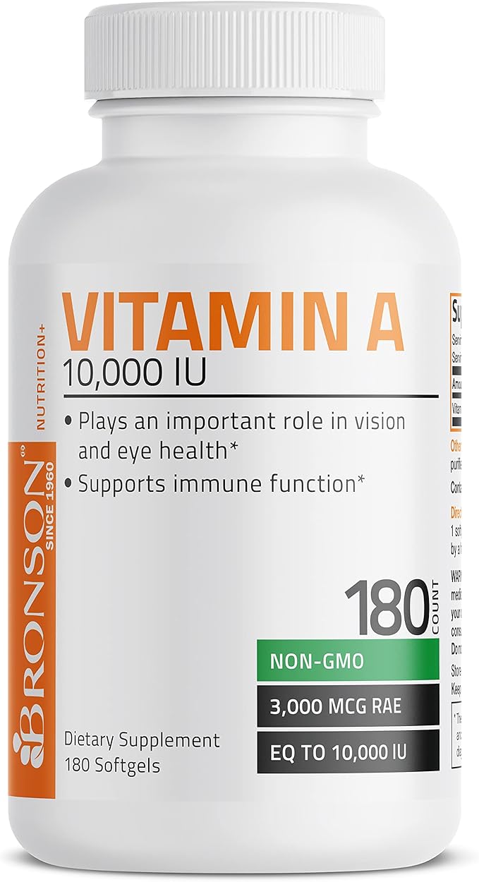Bronson Vitamin A 10,000 IU Premium Non-GMO Formula Supports Healthy Vision & Immune System and Healthy Growth & Reproduction, 180 Softgels