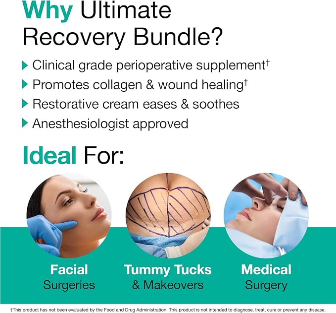 VitaMedica | Ultimate Recovery Bundle | Surgery Prep | Wound Healing | Supplements | Arnica K Oxide Cream | Hot Cold Packs | 30 Day Supply | Arnica Montana | Bromelain | Vitamin A | B Complex