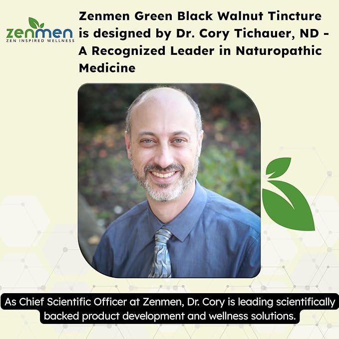 Zenmen Organic Green Black Walnut Hull Tincture - Highly Potent Formula for Immune Support and Source of Antioxidants - 2.32 oz / 60ml, Vegan, Manufactured in The USA