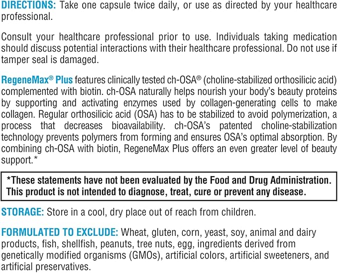 XYMOGEN RegeneMax Plus - Advanced Collagen Supplements with Biotin & Clinically Tested ch-OSA - Supports Skin, Hair, Nails & Bone Health - Collagen for Women & Men (60 Capsules)