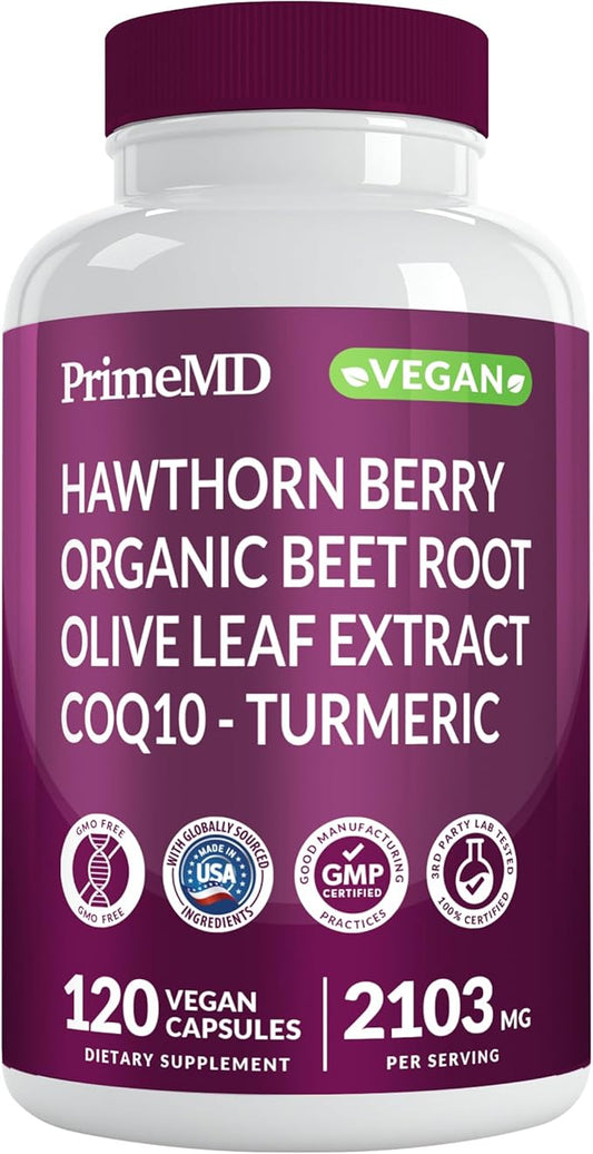 26-in-1 Nitric Oxide Supplement - Heart & Circulation Support with CoQ10, Turmeric, Organic Beet Root, Hawthorn Berry & Garlic - 2103mg per Serving (120ct)