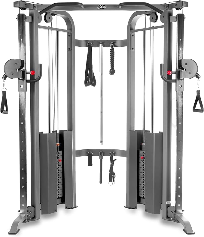 XMARK Functional Trainer with Dual Weight Stacks, All-in-One Cable Machine & Crossover for Full Body Strength Training at Home or Garage Gym