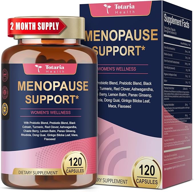 40-in-1 Menopause Supplements for Women, Multibenefit & Complete Black Cohosh for Hot Flashes, Night Sweats & Hormone Balance, w/ Probiotics, DIM, Vitex, Dong Quai, Red Clover and More, 120 Vegan Caps