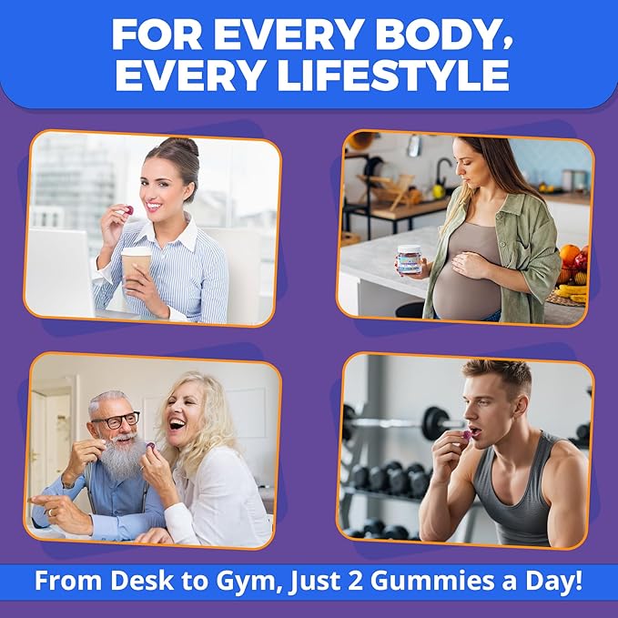 3-in-1 Methylated B Complex + Omega-3 Gummies With Vitamin B12 1000 mcg + Methylfolate 1000 mcg, B6 Vitamins for Energy, Mood & Brain - Sugar Free B Complex Vitamins for Women, Men, Vegan, 2 Pack