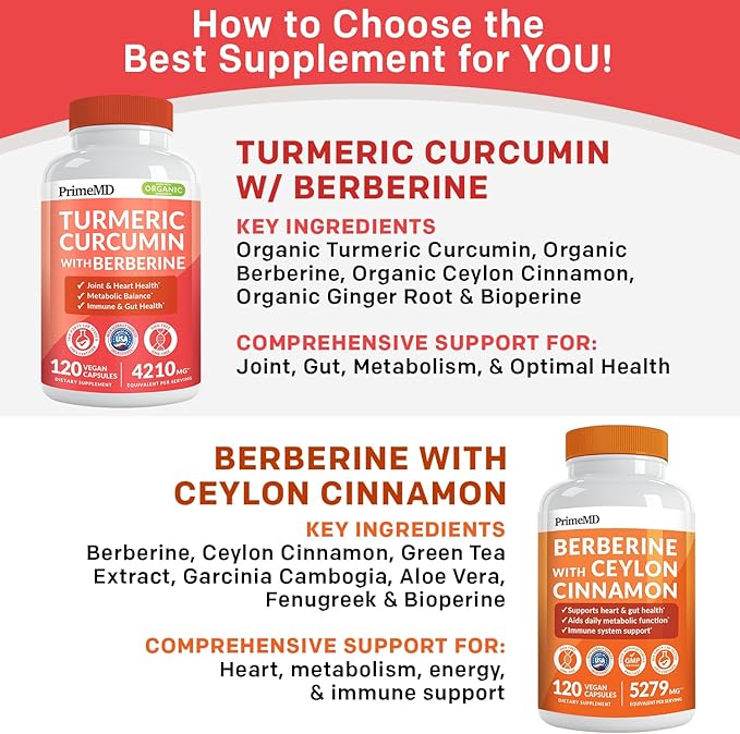 5-in-1 Organic Turmeric Curcumin Supplement (4210mg) with Berberine, Ceylon Cinnamon Bioperine and Ginger Supplements for Joint, Heart, Gut, & Metabolic Support (120 ct) (Pack of 4)