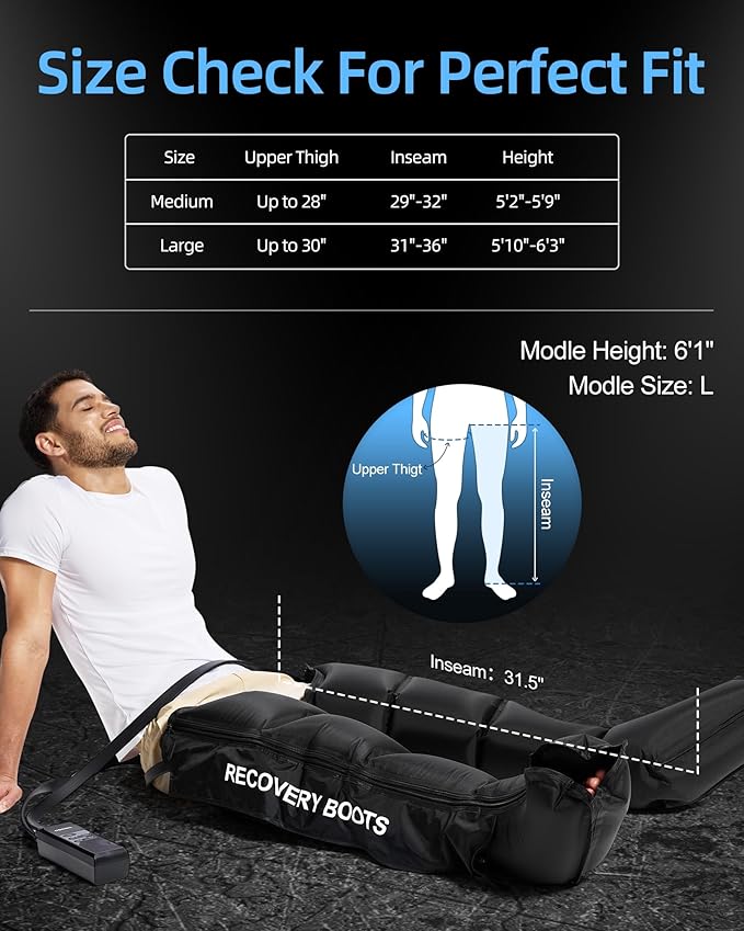 YINGGG Air Leg Massager with Compression: Professional Full Compression Boots with Adjustable 9 Intensities, Leg Massager for Circulation and Fatigue Relief for Post-Workout(Large)