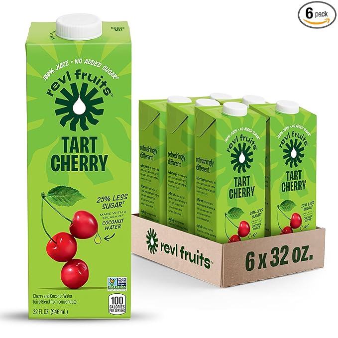 Revl Fruits™ 100% Juice, No Added Sugar, Tart Cherry, 32 fl oz. Carton (Pack of 6)