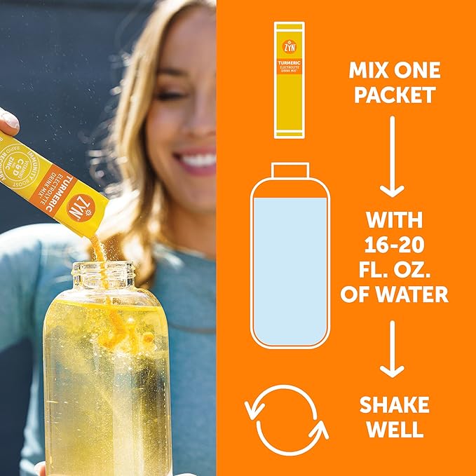 ZYN Electrolyte Drink Mix Hydration Packets, Passion Fruit Electrolytes Powder, Hydration Packets w/Turmeric Curcumin, Vitamin C & D, Zinc, Hydrate & Recover Electrolyte Powder, Pack of 32