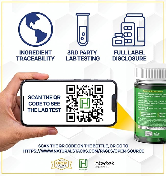 Zen Magnesium Gummies - 200mg Magnesium Citrate & 125mg Sensoril Ashwagandha Gummies - with L Theanine for Calm & Stress Support - Mag Citrate and Ashwagandha Supplement - 30 Green Apple Chewables