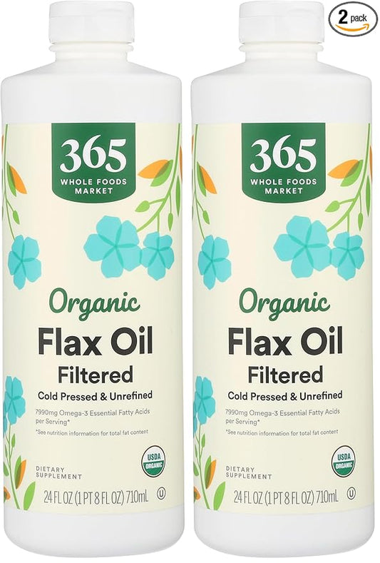 365 by Whole Foods Market, Flax Oil Filtered Organic, 24 Fl Oz (Pack of 2)