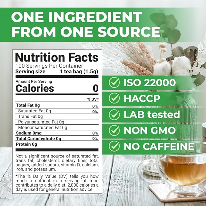 100 Bags Nettle Leaf Tea Ortiga Dried Nettle Herb Planta Bulk (Urtica Dioica) - 100 Count 1.5g Tea Bags Herb Hojas De Ortiga