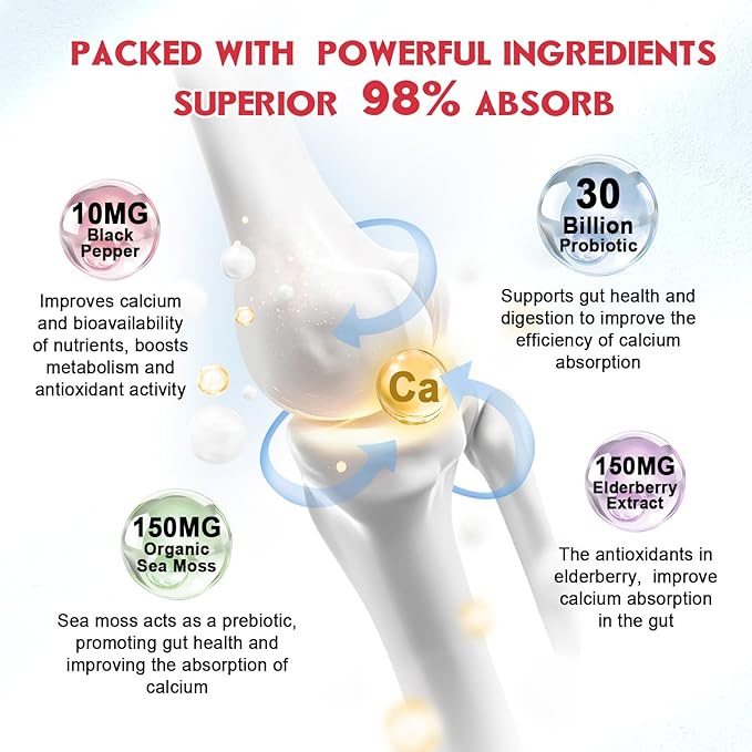 (2 Pack) Sugar Free Calcium Citrate Gummies 1200 mg with Vitamin d3, K2, Magnesium, Zinc for Bone, Muscle & Immune Support, High Absorption Calcium Supplement for Women, Raspberry Flavor, 60 Chews