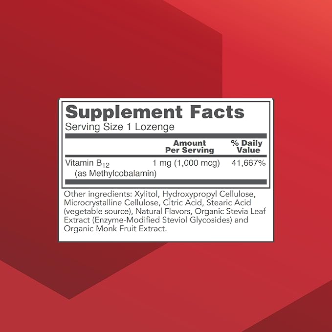 PROTOCOL FOR LIFE BALANCE Methyl B12 1,000mcg - Vitamin B12 for Homocysteine Metabolism - Support Brain Health & Health Nervous System - Kosher, Halal & Vegan - 100 Lozenges