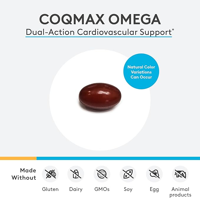 XYMOGEN CoQmax Omega 50 mg - CoQ10 + Fish Oil Omega 3 Supplement - Dual-Action Heart Health Support - Coenzyme q10 + Specialized Fish Oil for 3X Greater Absorption of EPA DHA (30 Softgels)
