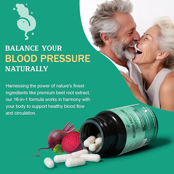 16-in-1 Beet Root Capsules - 500mg Beetroot Powder for Healthy Blood Circulation & Heart Healthy Energy Support - Beet Supplement Blood Pressure Support, Non-GMO, Gluten Free - 120 Vegan Capsules