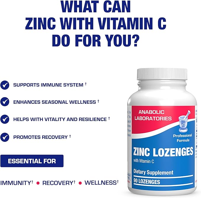Zinc Lozenges with Vitamin C for Immune Support - High Absorption Vitamin C and Zinc Lozenges for Adults Daily and Seasonal Wellness - Tasty Immune Boost Support - 90 Count (Orange Flavor)