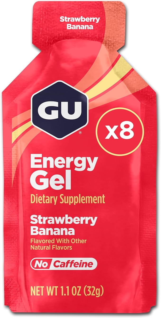 GU Energy Original Sports Nutrition Energy Gel, 8-Count, Strawberry Banana