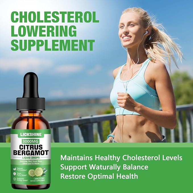 2 Pack 3000mg Citrus Bergamot Liquid Drops - High Absorption - Cholesterol Lowering Supplement for Immune Support Anti-Aging, Hight Cholesterol - Soursop Bitters Liquid, 4 Fl Oz
