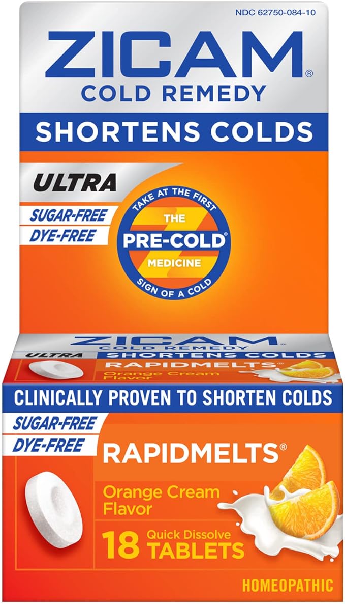 Zicam Cold Remedy Zinc Rapidmelts | Orange Cream Flavor | Shortens Cold Duration | Sugar-Free | Homeopathic