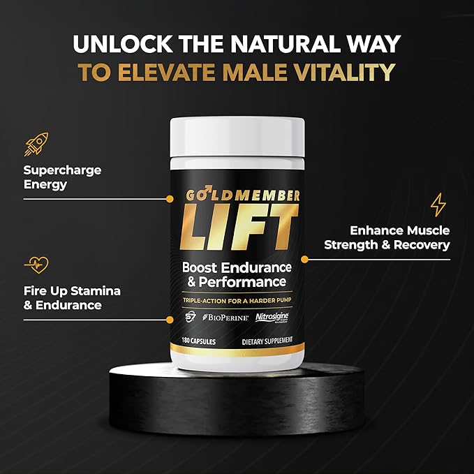 Juvenon GoldMember Lift Nitric Oxide Supplement – Nitrosigine, Trans-Resveratrol, S7 Plant Blend, BioPerine – Circulation, Energy & Muscle Support – 180 Capsules